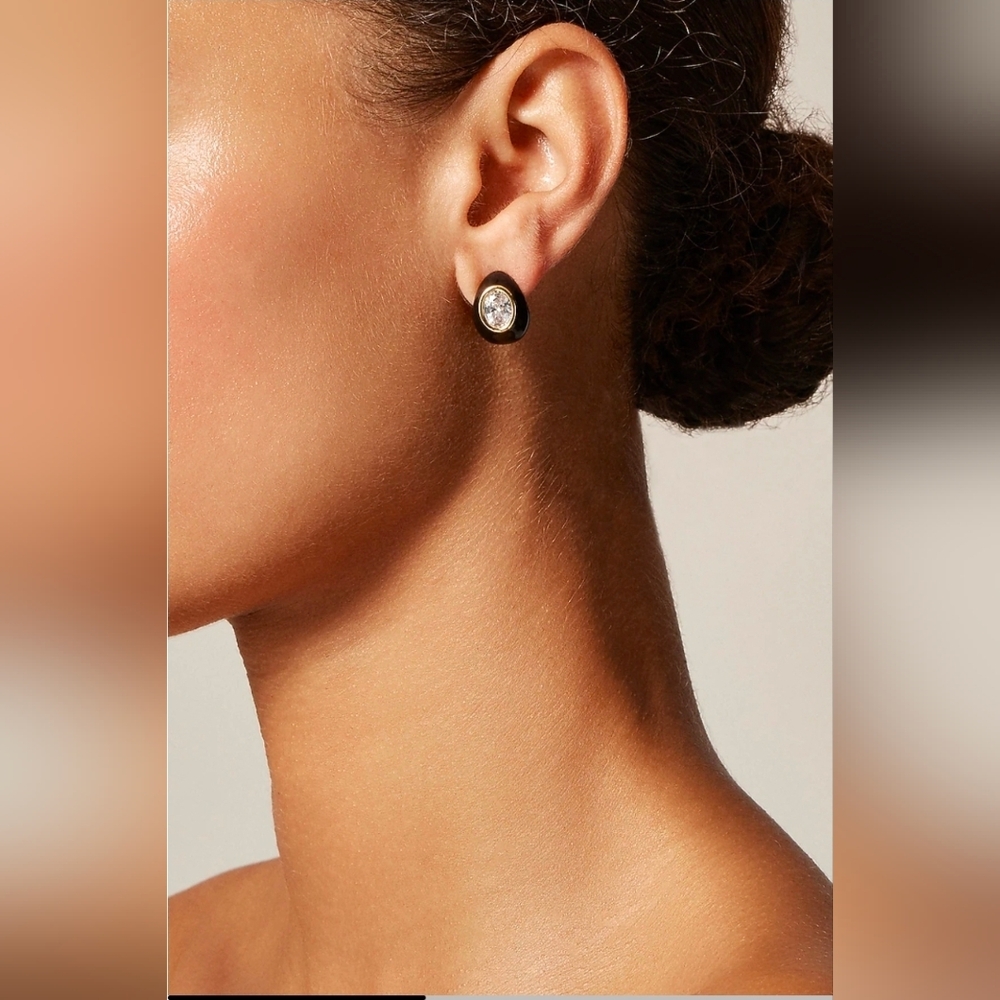 J. Crew Crystal and enamel hoop earrings